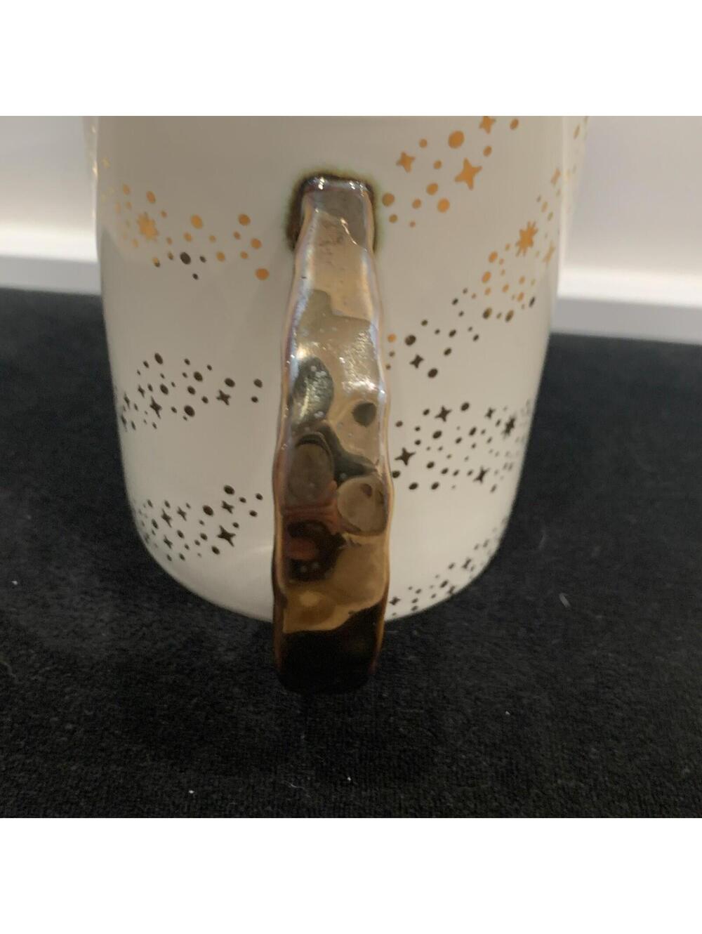Paper Destiny Gold Stars Mug White Ceramic Gold Handle - Picture 8 of 9